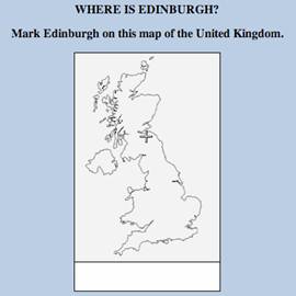 [Mapa del Reino Unido en el que el alumno debe pinchar en la ubicación de Edimburgo] 