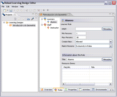 [Captura de pantalla del editor RELOAD en la que se pueden ver las características de su interfaz de usuario]