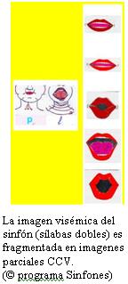 Se muestran varias imágenes conteniendo movimientos labiales a la hora de emitir los fonemas p y l